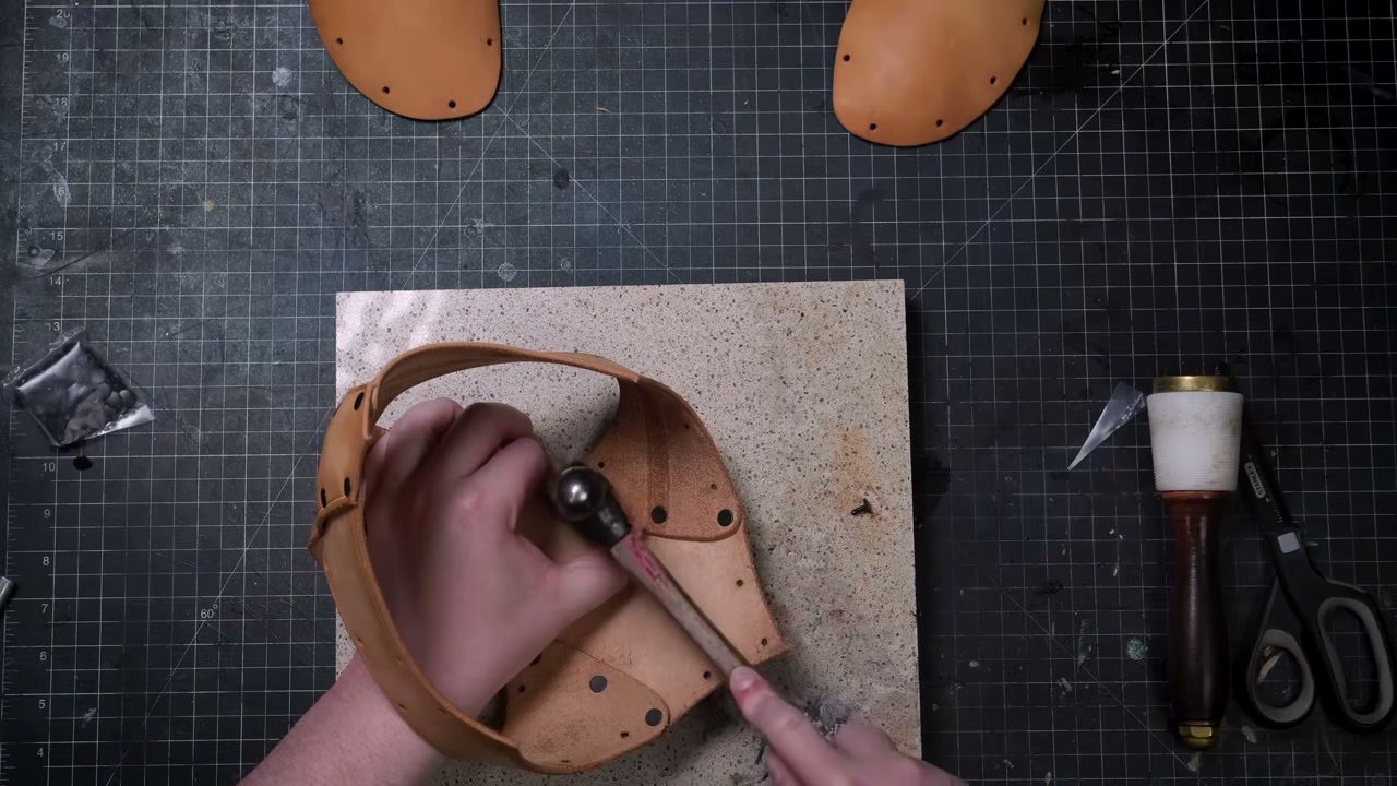 Warrior Helmet Build Guide: A Real Leather Helmet with Just a Hammer 9 Wrapping the side pieces around the center top strap