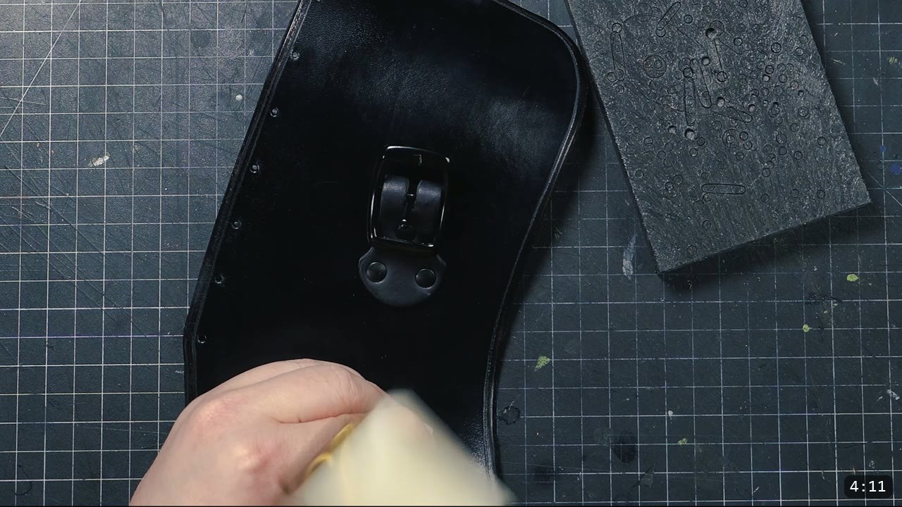 Leather War Belt and Skirting Build Guide: A Fantasy Armor Waist from a Pattern 10 a black roller buckle riveted onto the dyed-black war belt panel with two rivets