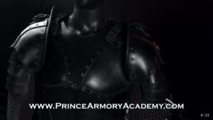 Roadmap Updates & Pre-Order Status 3 the finished black leather warrior armor on a mannequin, both pauldrons mounted over chainmail sleeves